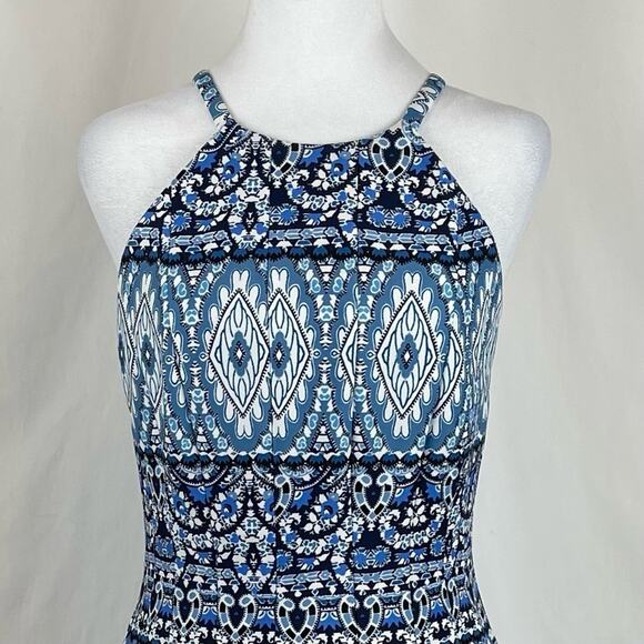 Vince Camuto Blue White Print Fit & Flare Party Date Night Dress NWOT Size 6 - Picture 3 of 14
